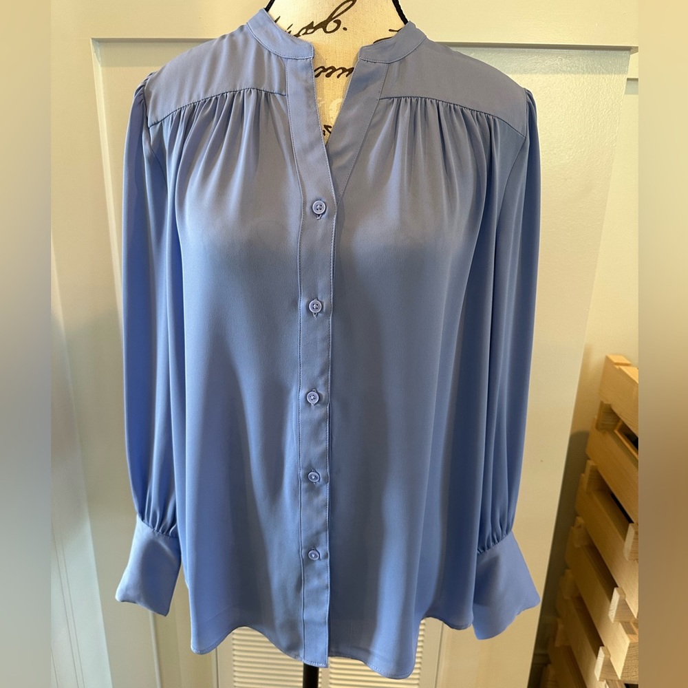 Ann Taylor Blue Blouse.  Like New.  Long Sleeve.  Medium Petite.